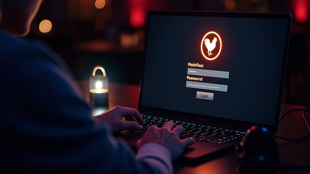 UK player at a laptop viewing a secure casino login screen