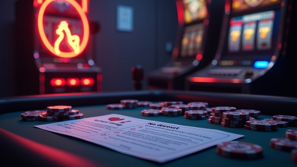 A no-deposit bonus voucher and verification checklist on a dark casino desk
